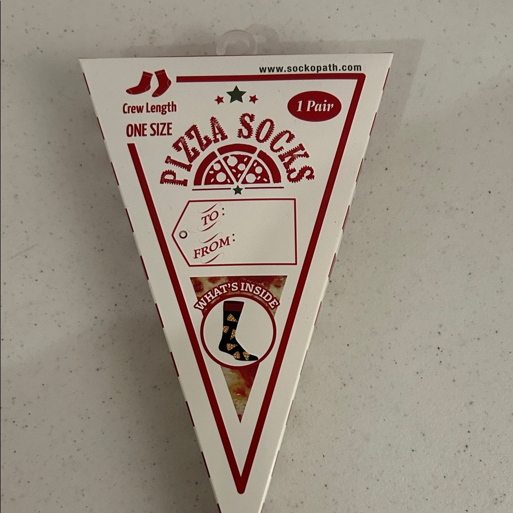Pizza-Themed Crew Socks Men’s one size boxed